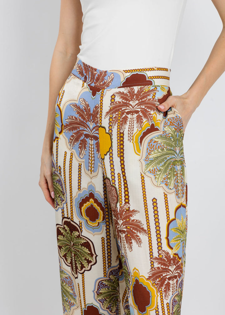 Bariloche Tojo Palm Printed Pants in Chocolate available at Barbara Katz