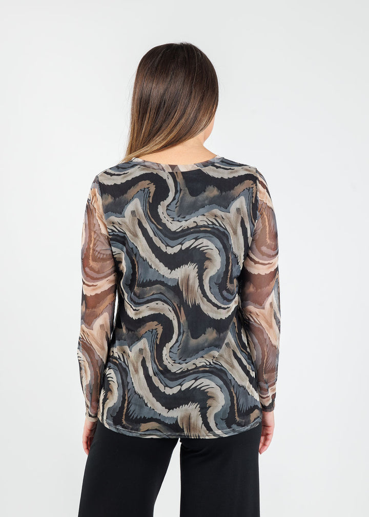 BK Bella Sheer Sleeve Top in Moon Erosion available at Barbara Katz