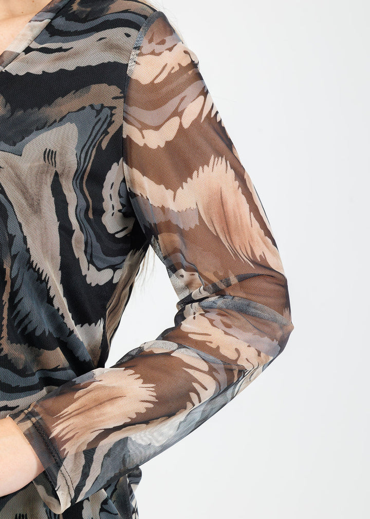 BK Bella Sheer Sleeve Top in Moon Erosion available at Barbara Katz