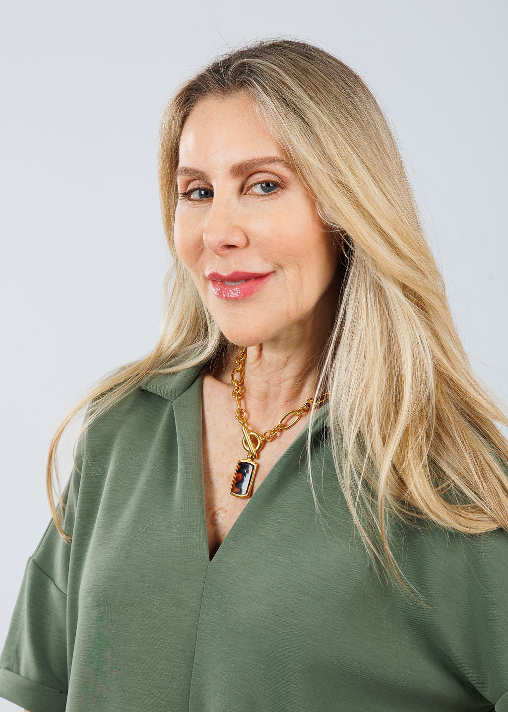 Ben Amun Gold Chain Necklace With Rectangle Tortoise Pendant available at Barbara Katz