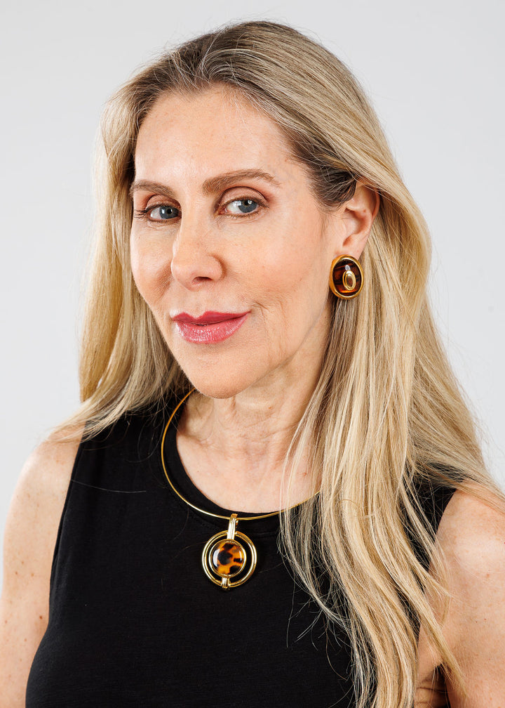 Ben Amun Gold Pendant Necklace With Tortoise Stone available at Barbara Katz