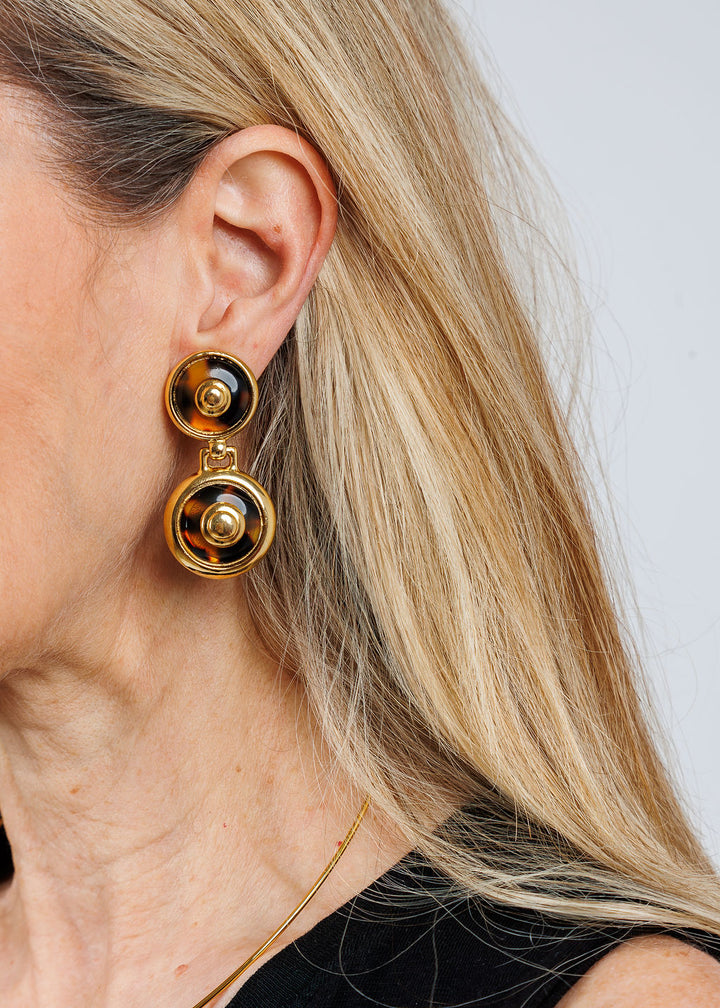 Ben Amun Gold Tortoise Clip Earrings available at Barbara Katz