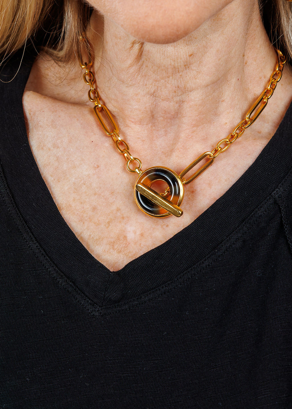 Ben Amun Gold Chain Toggle Necklace With Tortoise Pendant available at Barbara Katz