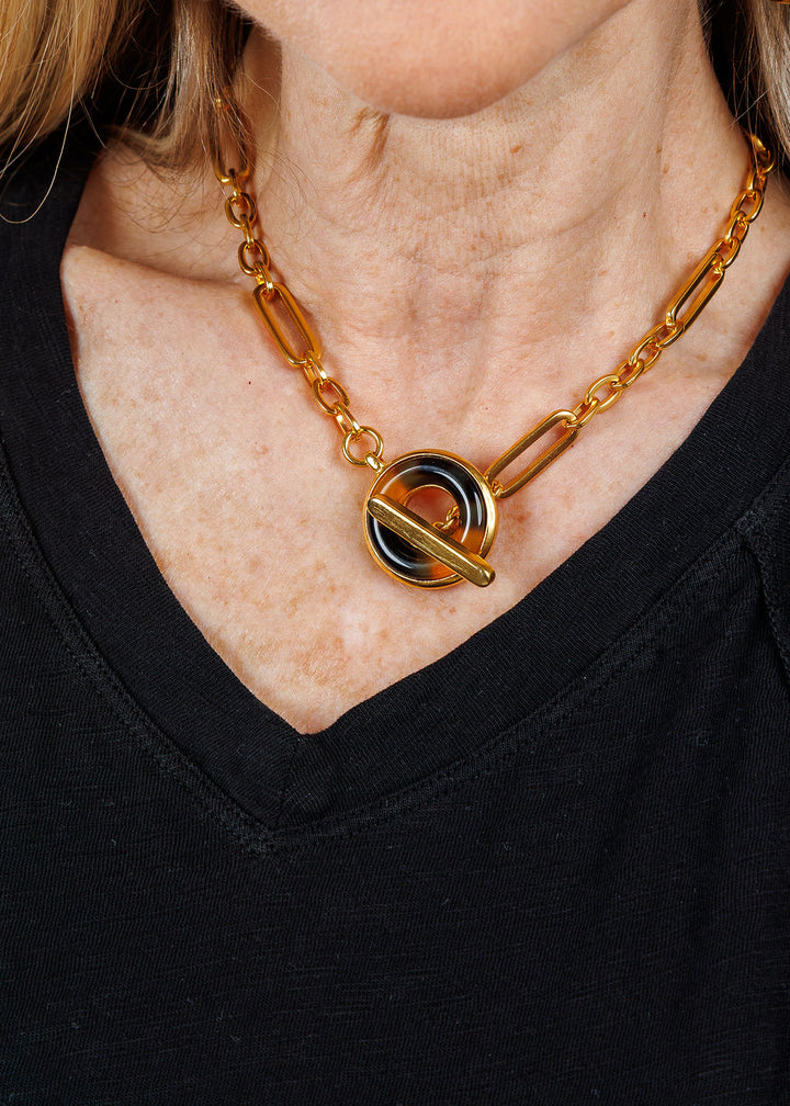 Ben Amun Gold Chain Toggle Necklace With Tortoise Pendant available at Barbara Katz
