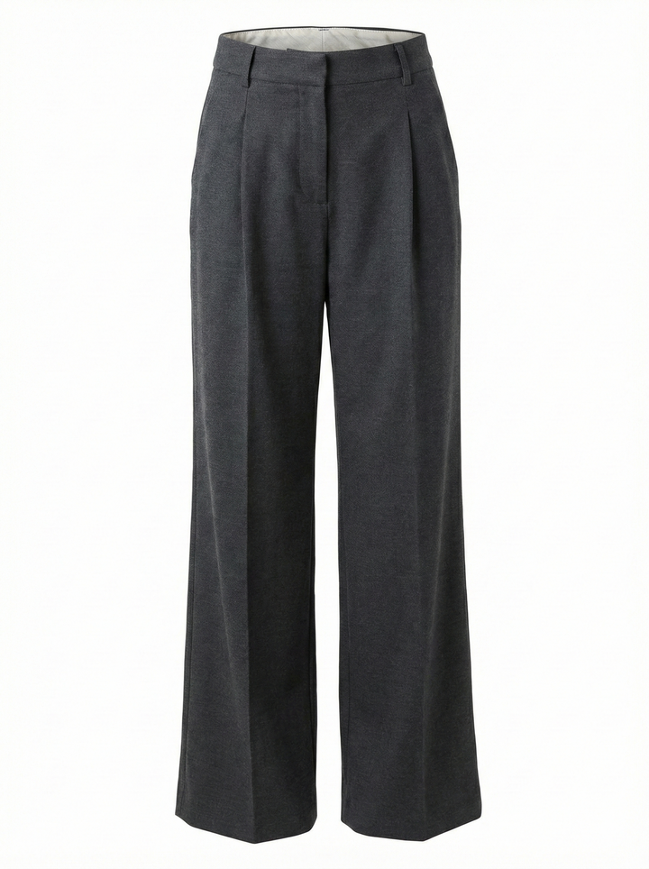 Adroit Atelier Benji Wide-Leg Stretch Ponte Trousers in Anthracite available at Barbara Katz