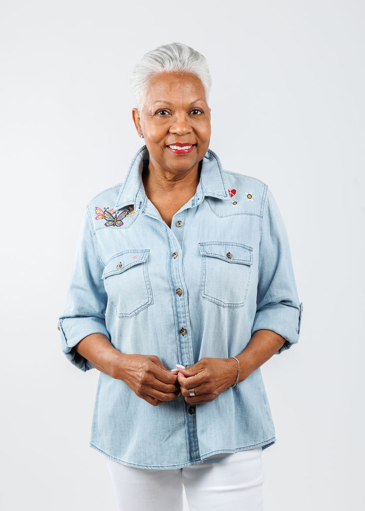 Billy T Butterfly Kiss Denim Shirt available at Barbara Katz