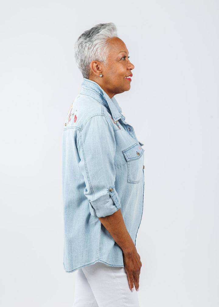 Billy T Butterfly Kiss Denim Shirt available at Barbara Katz