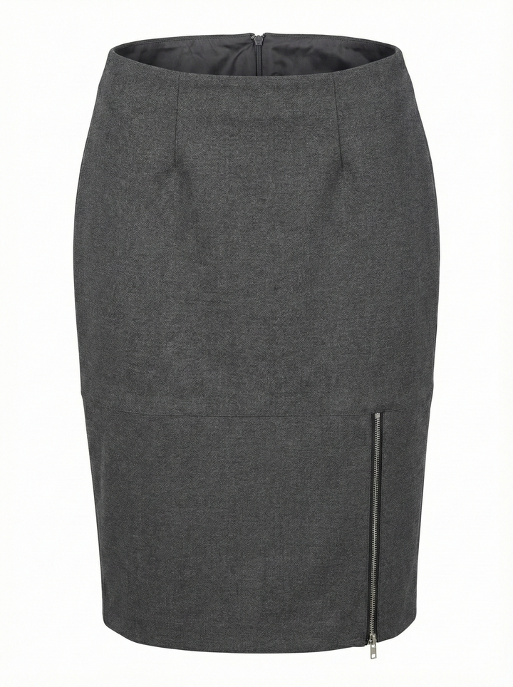 Adroit Atelier Bing Stretch Pencil Skirt With Zipper Detail in Anthracite available at Barbara Katz