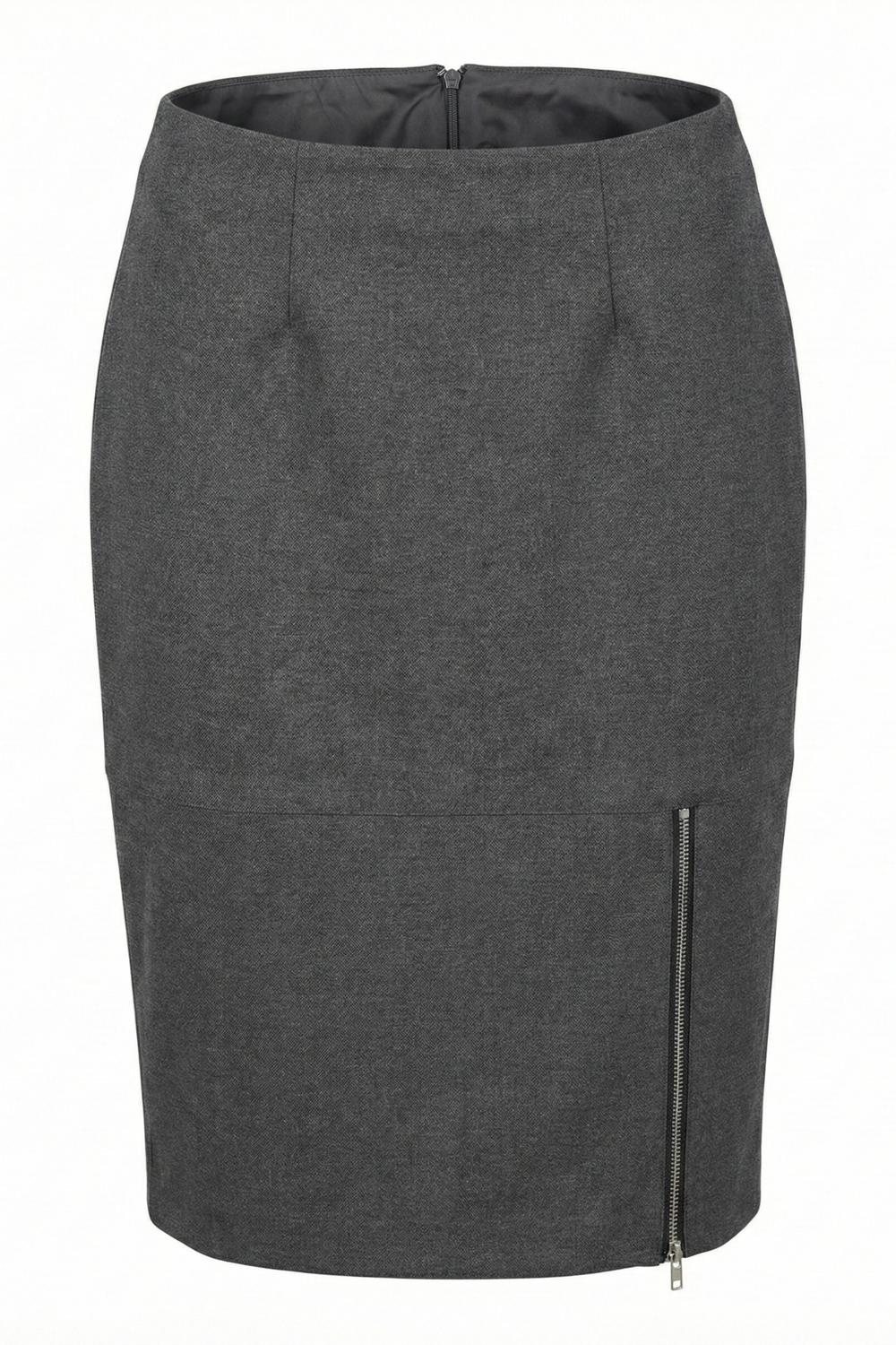 Adroit Atelier Bing Stretch Pencil Skirt With Zipper Detail in Anthracite available at Barbara Katz