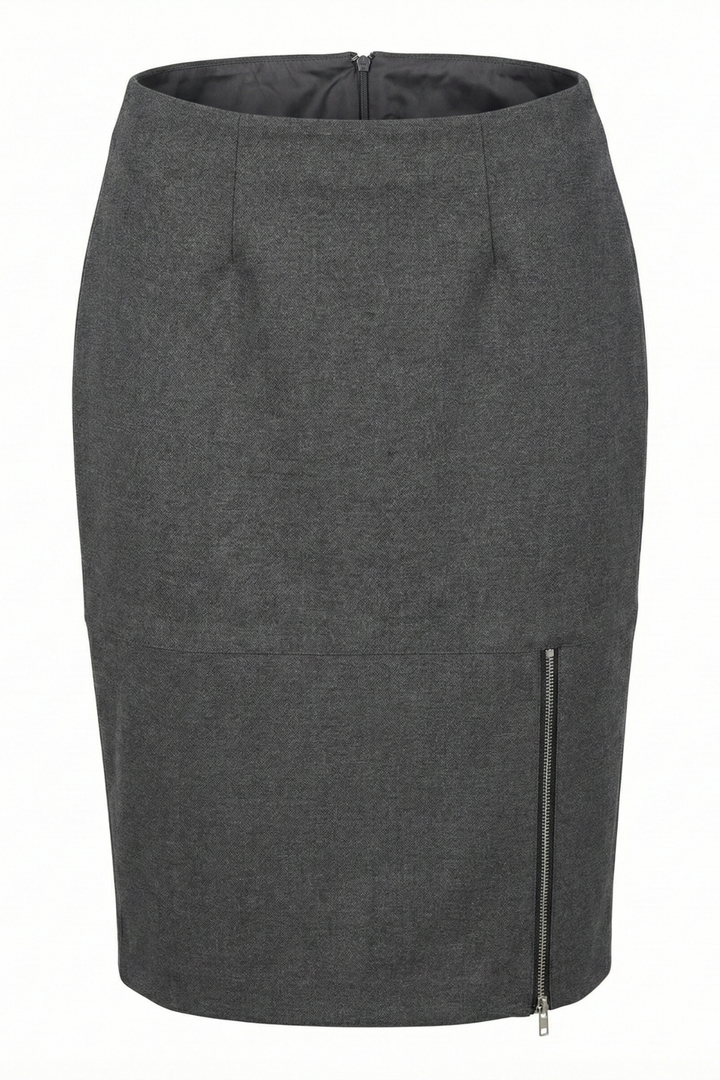 Adroit Atelier Bing Stretch Pencil Skirt With Zipper Detail in Anthracite available at Barbara Katz
