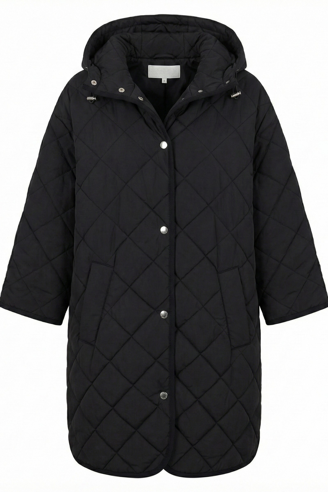 Adroit Atelier Birdie Mid Length Hooded Modern Cape in Black available at Barbara Katz