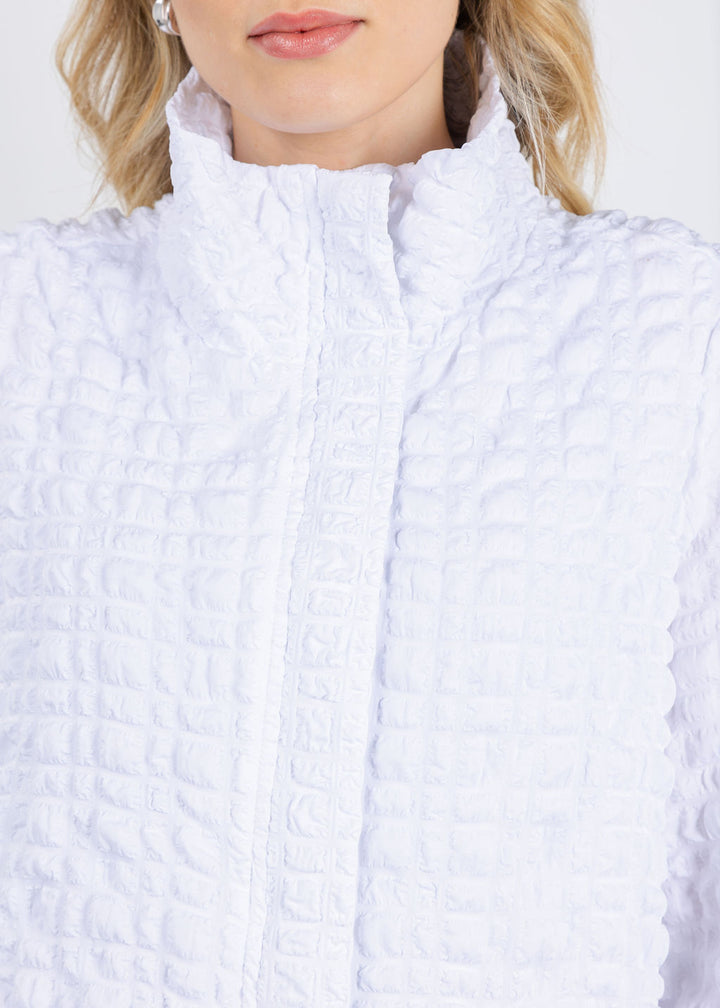 Bk Crinkle Zip Jacket in White available at Barbara Katz