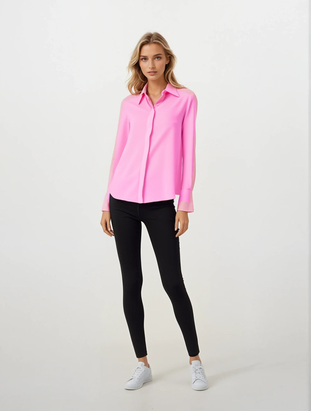 Diomi Half Button Isla Blouse in Princess Pink available at Barbara Katz