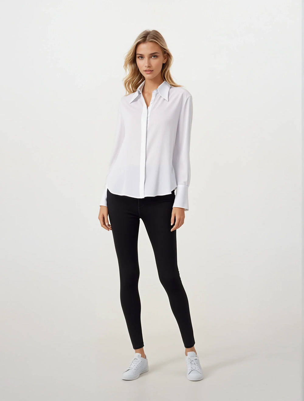 Diomi Half Button Isla Blouse in White available at Barbara Katz