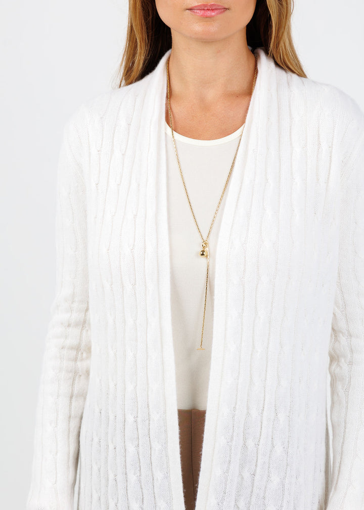 BK Breezy Cashmere Mini Cable Duster in White available at Barbara Katz