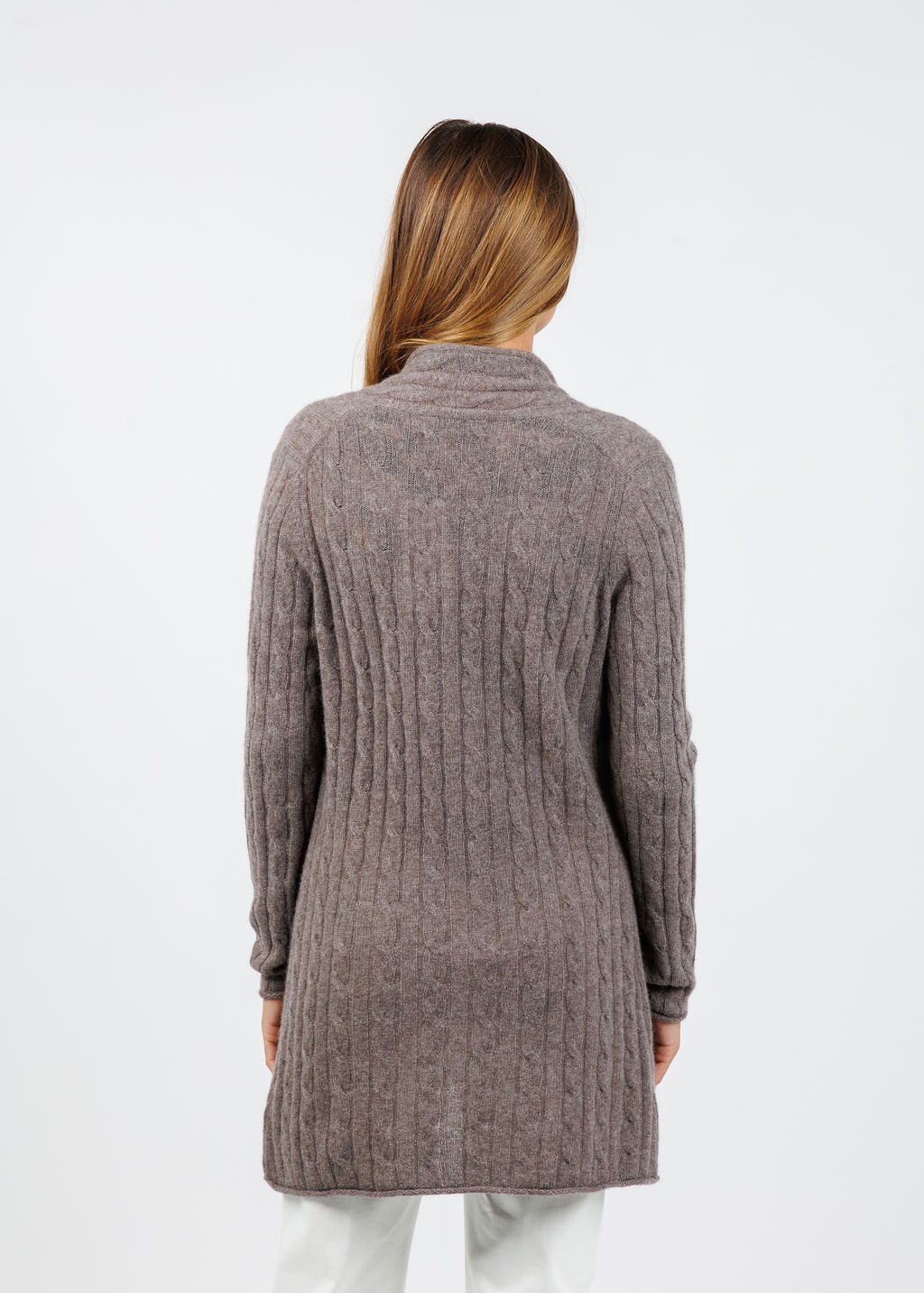 BK Breezy Cashmere Mini Cable Duster in Portobello available at Barbara Katz