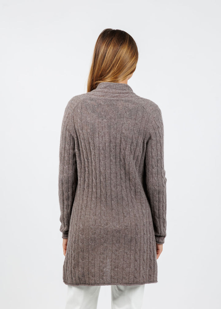 BK Breezy Cashmere Mini Cable Duster in Portobello available at Barbara Katz