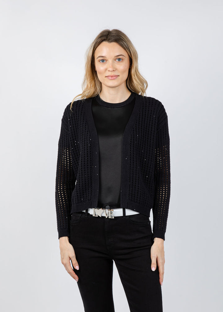 Brodie Astrid Sequin Cardigan in Black available at Barbara Katz