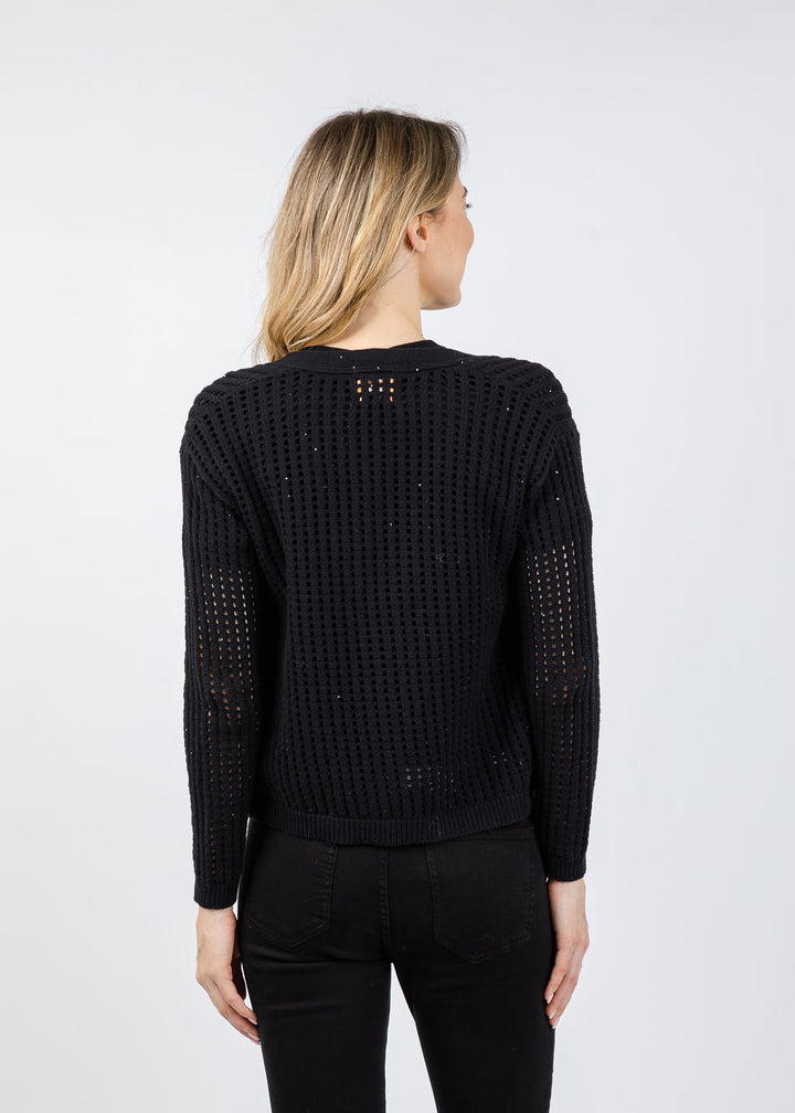 Brodie Astrid Sequin Cardigan in Black available at Barbara Katz