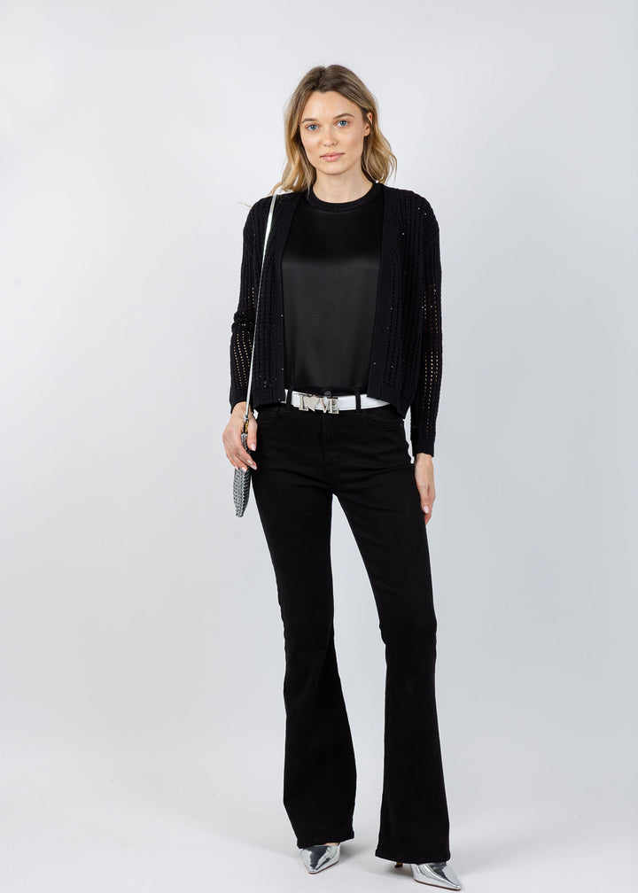 Brodie Astrid Sequin Cardigan in Black available at Barbara Katz