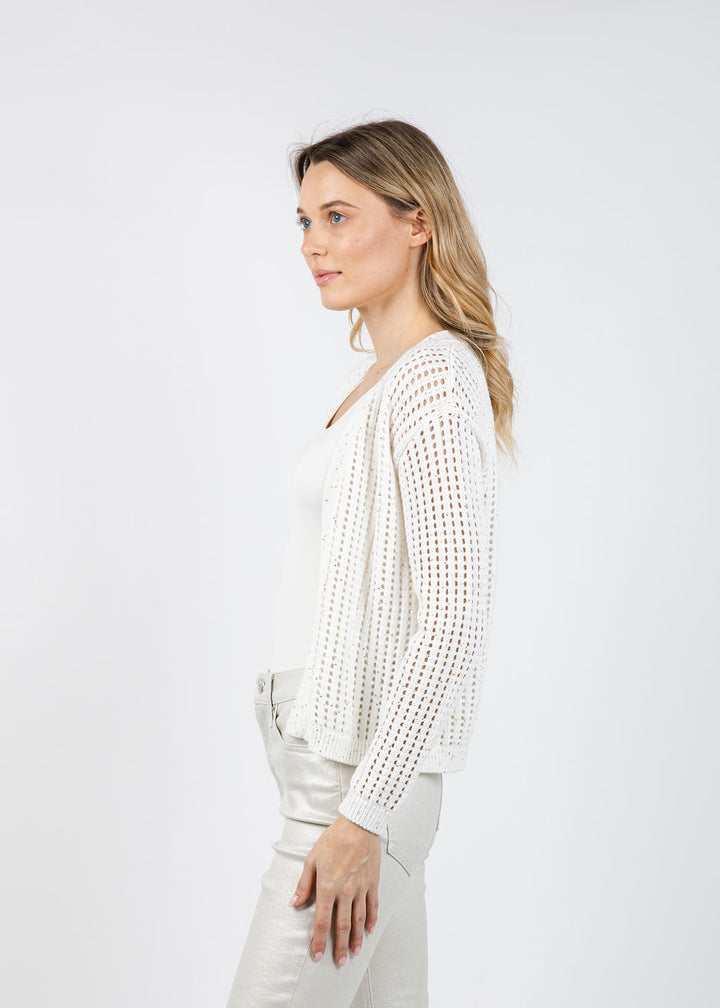 Brodie Astrid Sequin Cardigan in Ivory available at Barbara Katz
