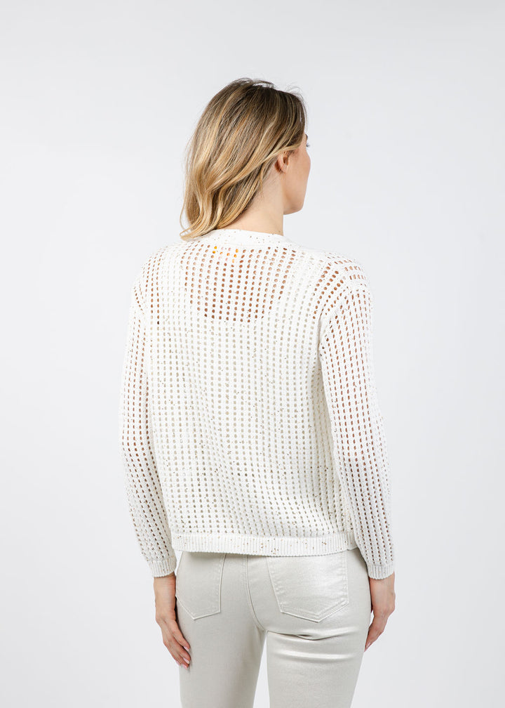 Brodie Astrid Sequin Cardigan in Ivory available at Barbara Katz