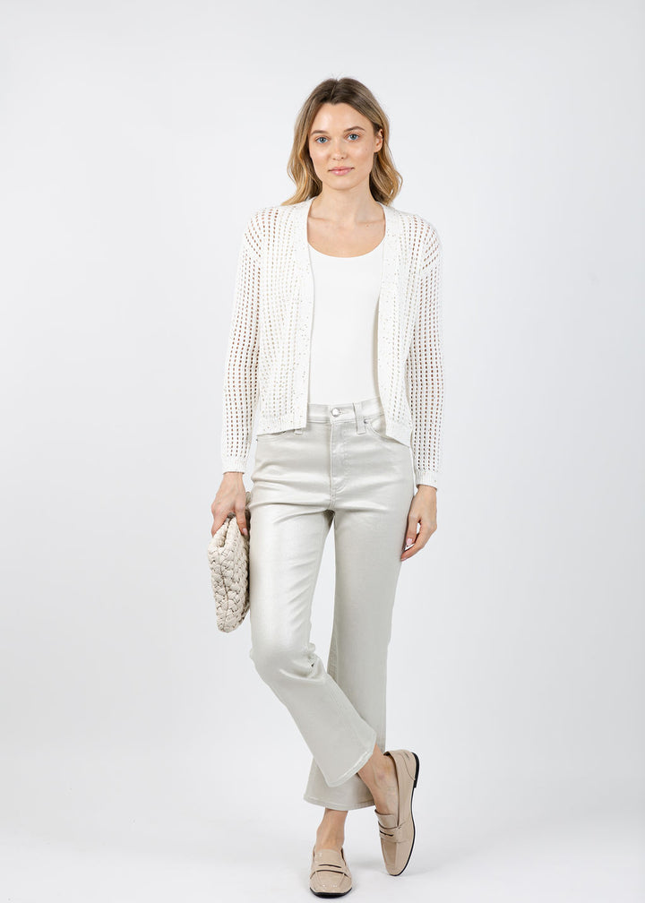 Brodie Astrid Sequin Cardigan in Ivory available at Barbara Katz