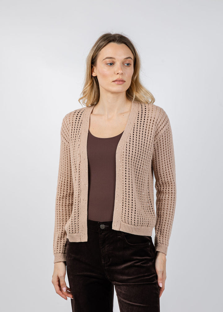 Brodie Astrid Sequin Cardigan in Neutral available at Barbara Katz