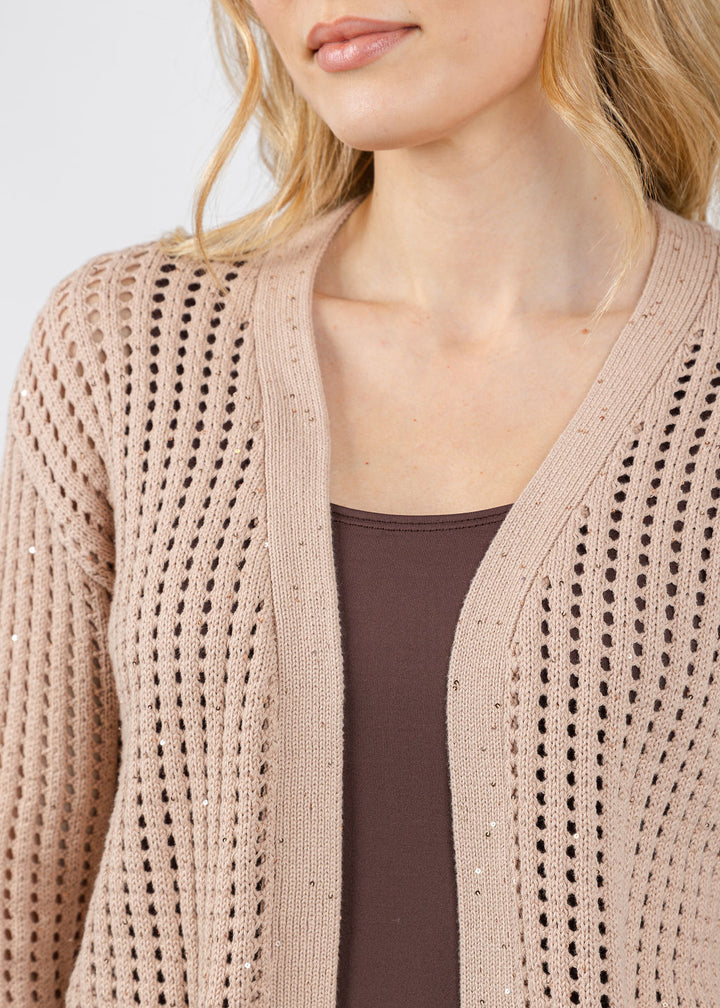 Brodie Astrid Sequin Cardigan in Neutral available at Barbara Katz