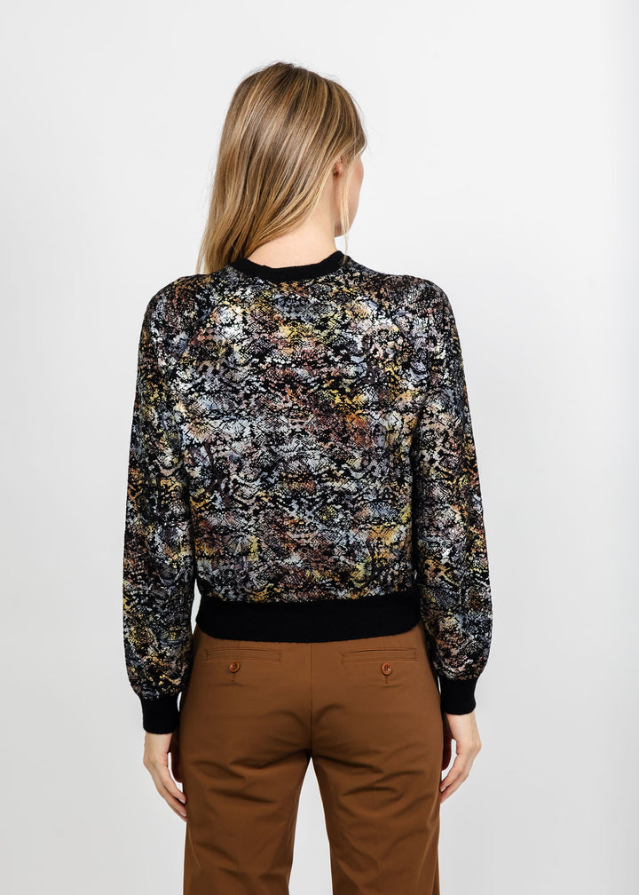 Brodie Felicity Foiled Snake Crew Sweater - Black available at Barbara Katz