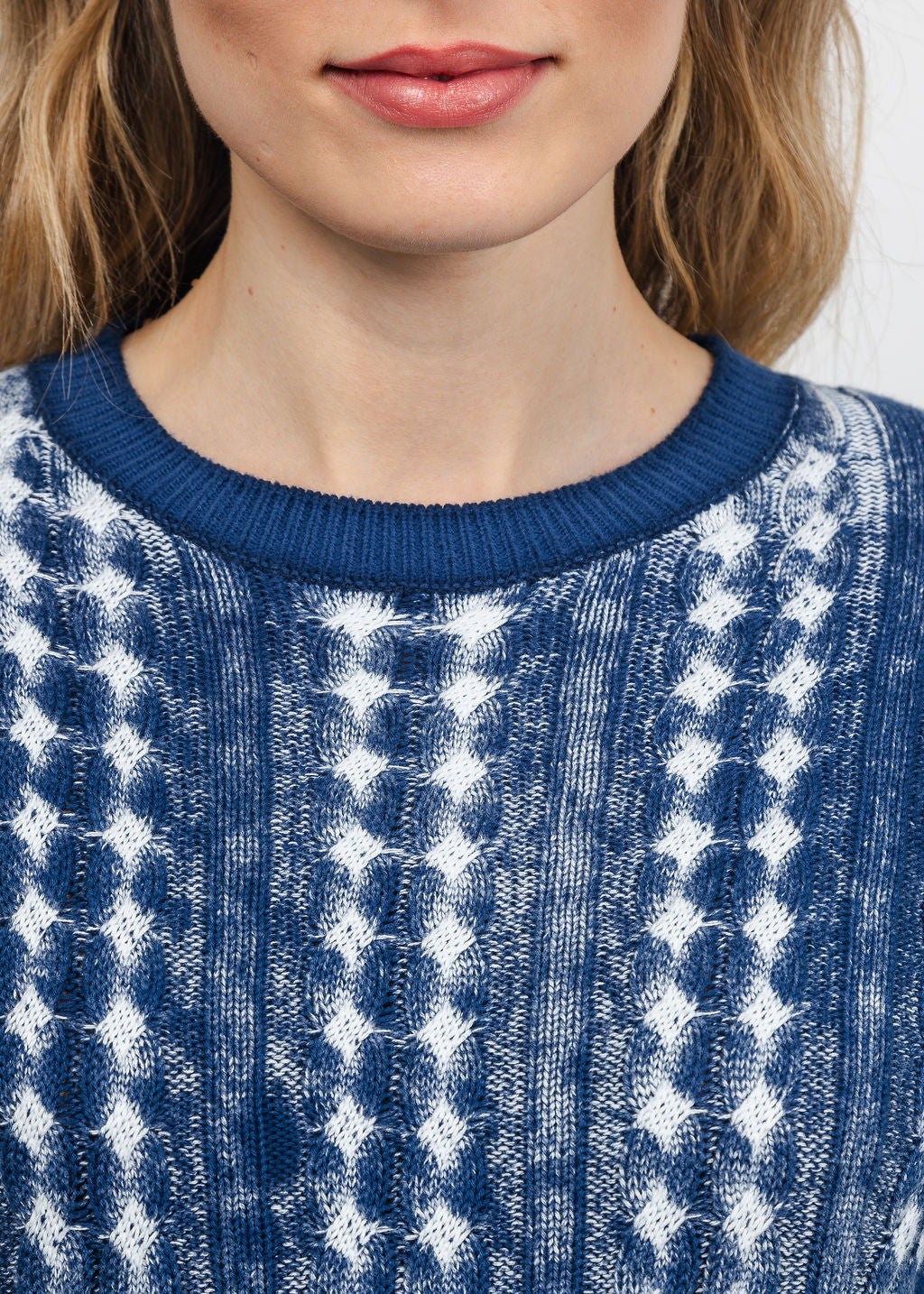 Brodie IMY Inked Crew Sweater in Whispr Blue/White available at Barbara Katz