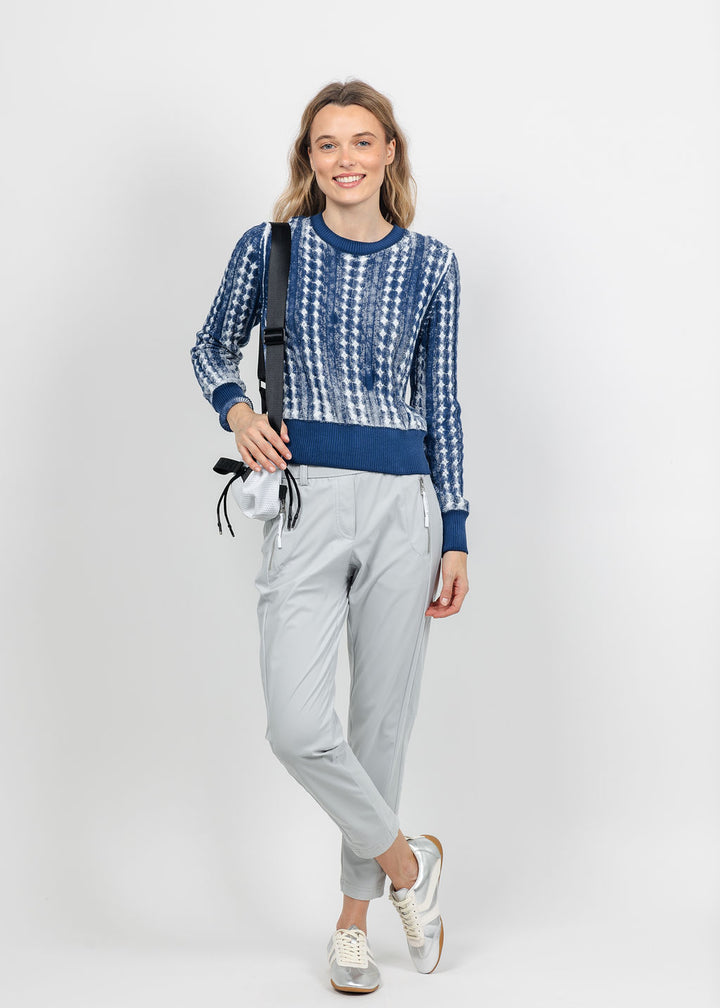 Brodie IMY Inked Crew Sweater in Whispr Blue/White available at Barbara Katz