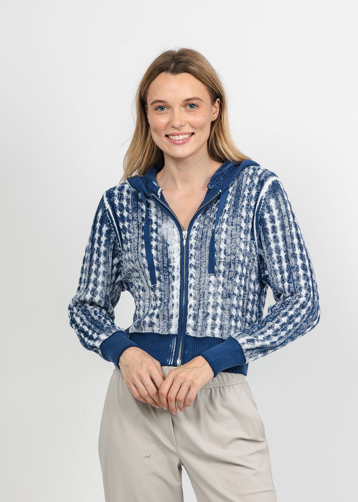 Brodie IMY Inked Hoodie - Blue/Wispr White available at Barbara Katz