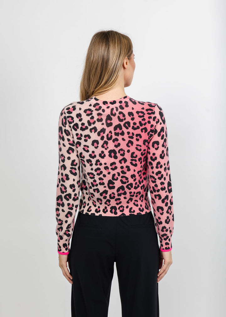 Brodie Lauren Leopard Cropped Crew Sweater - Quartz Pink available at Barbara Katz