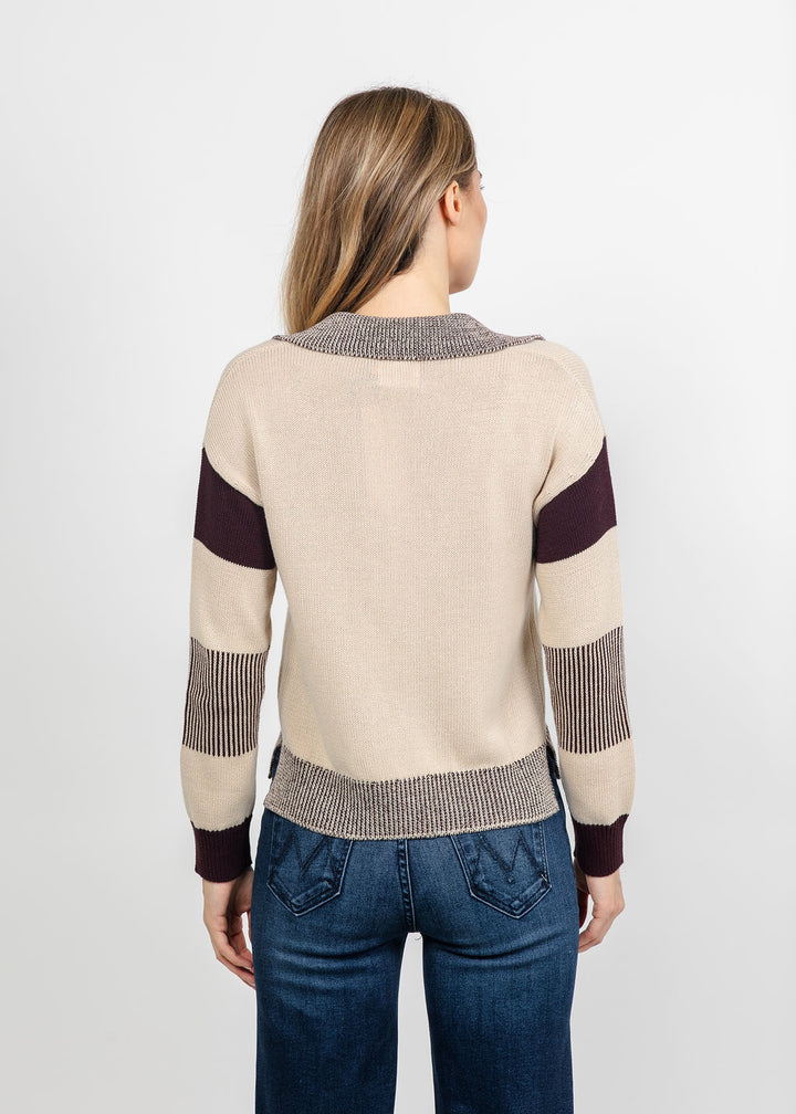 Brodie Plaited Trim Polo - Sandshell/Cocoa available at Barbara Katz