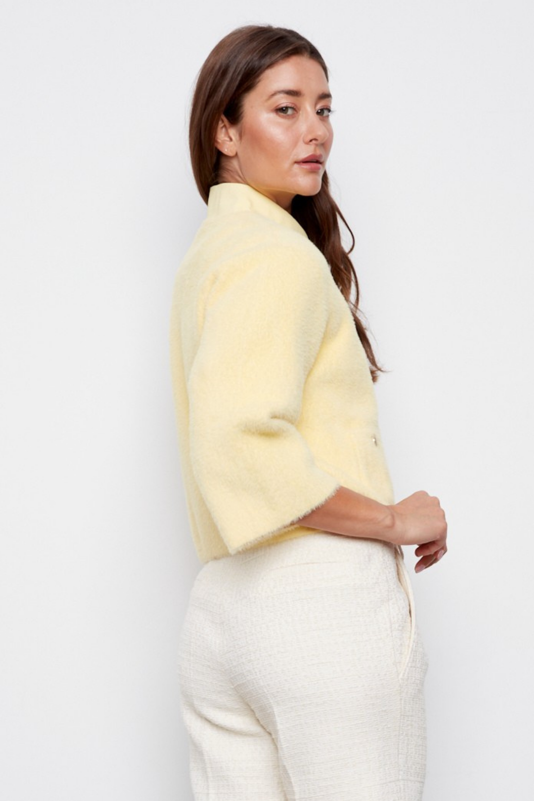 Bronte Button-front Knitted Cardigan With Patch Pockets - Butter Yellow