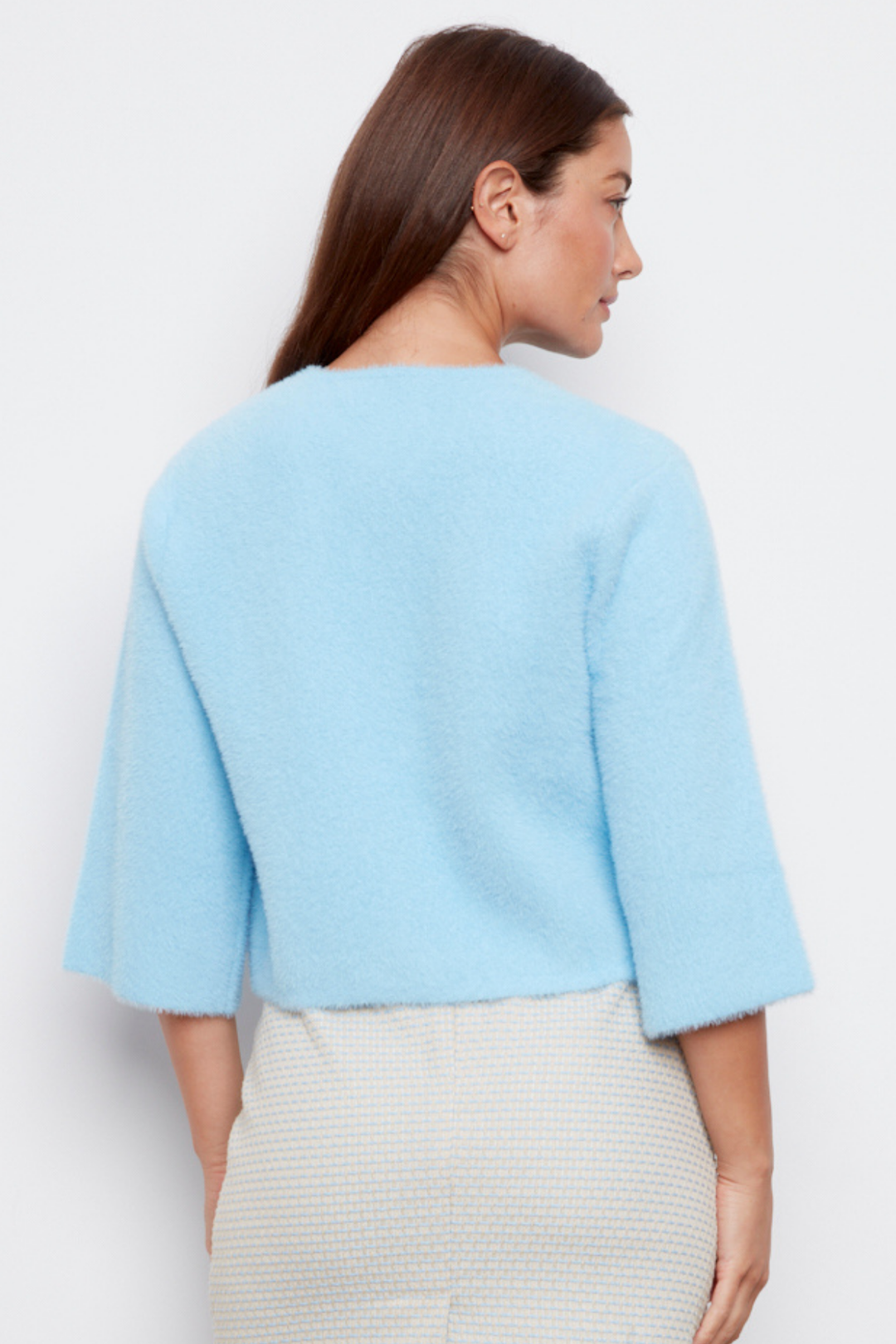Bronte Button-front Knitted Cardigan With Patch Pockets - Light Blue