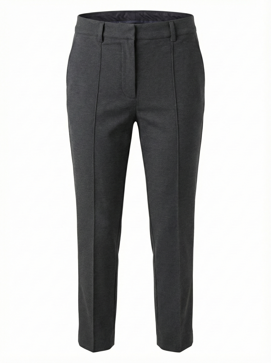 Adroit Atelier Bruce Slim Leg Ankle Pant With Slit in Ponte in Anthracite available at Barbara Katz