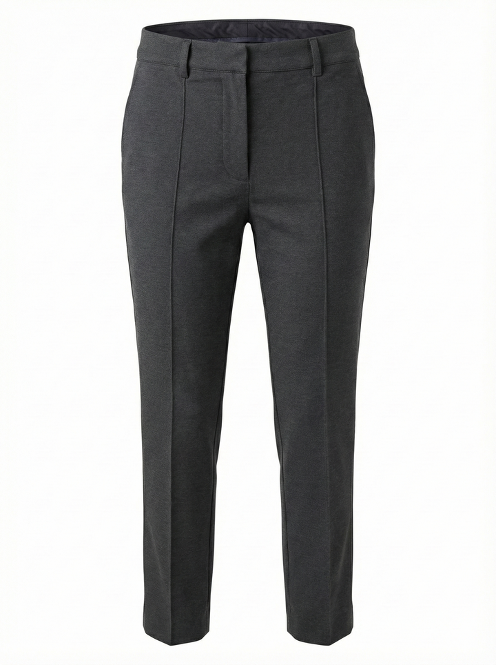 Adroit Atelier Bruce Slim Leg Ankle Pant With Slit in Ponte in Anthracite available at Barbara Katz