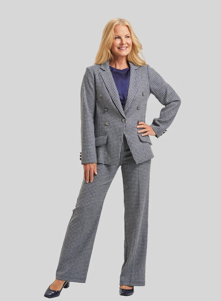 Brussels Metallic Checkered Steely Jacket