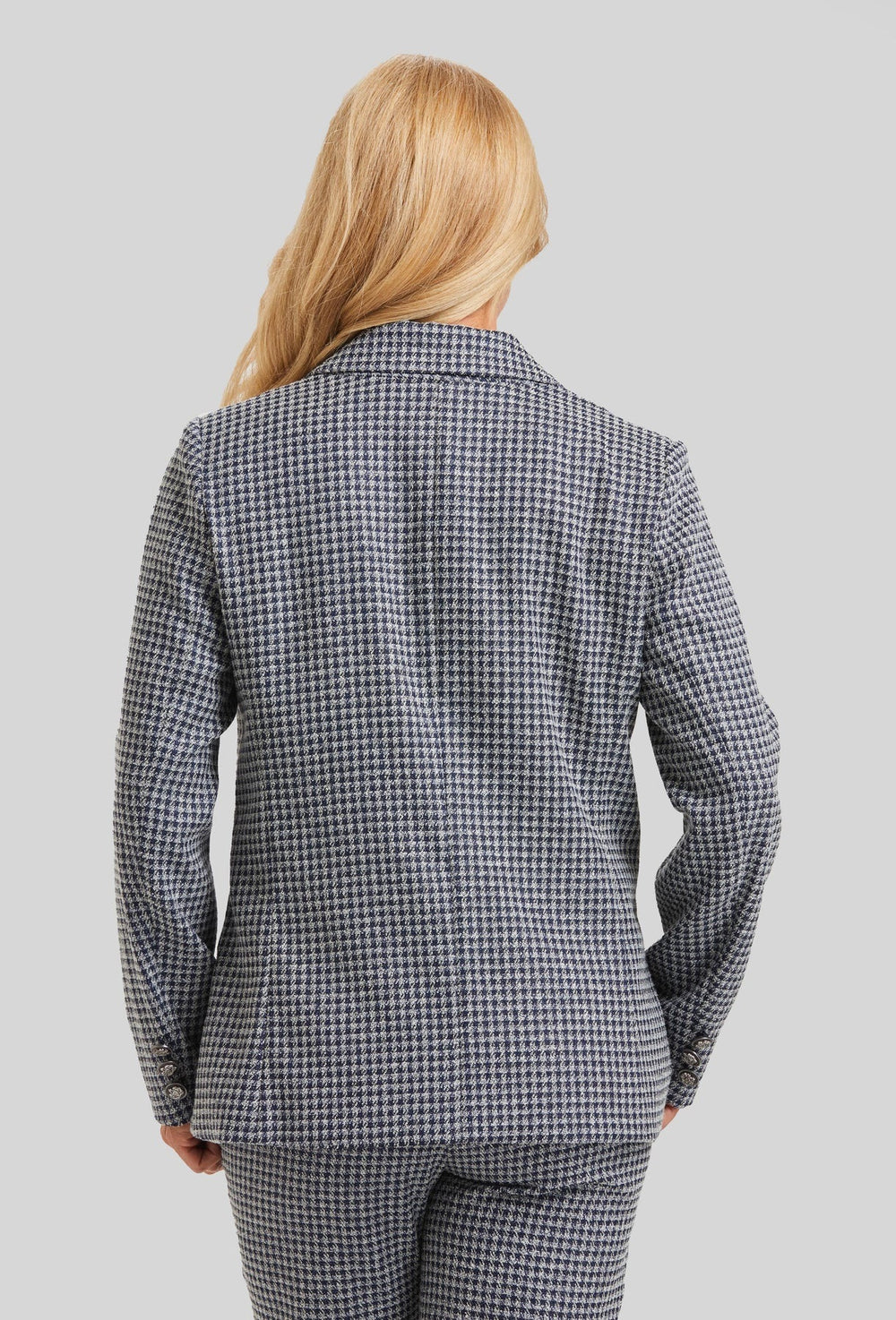 Brussels Metallic Checkered Steely Jacket
