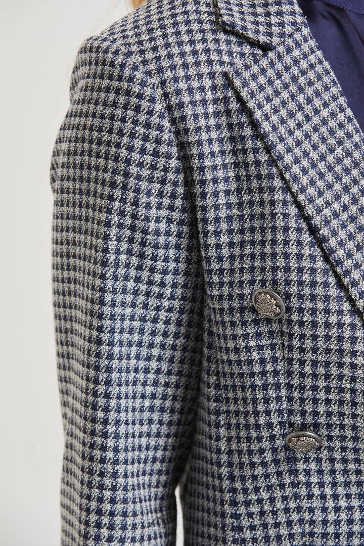 Brussels Metallic Checkered Steely Jacket