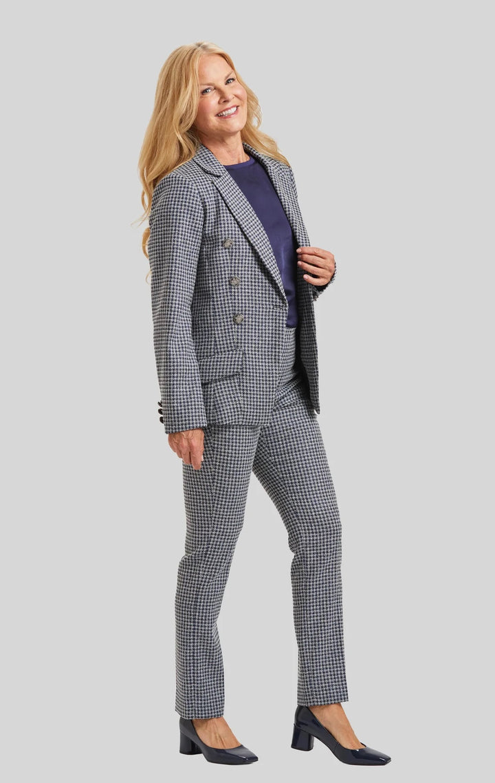 Brussels Metallic Checkered Steely Jacket