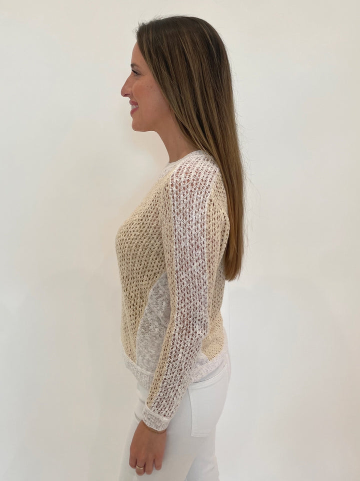 Peace of Cloth Lolita Long Sleeve Mesh Sweater in Linen available at Barbara Katz