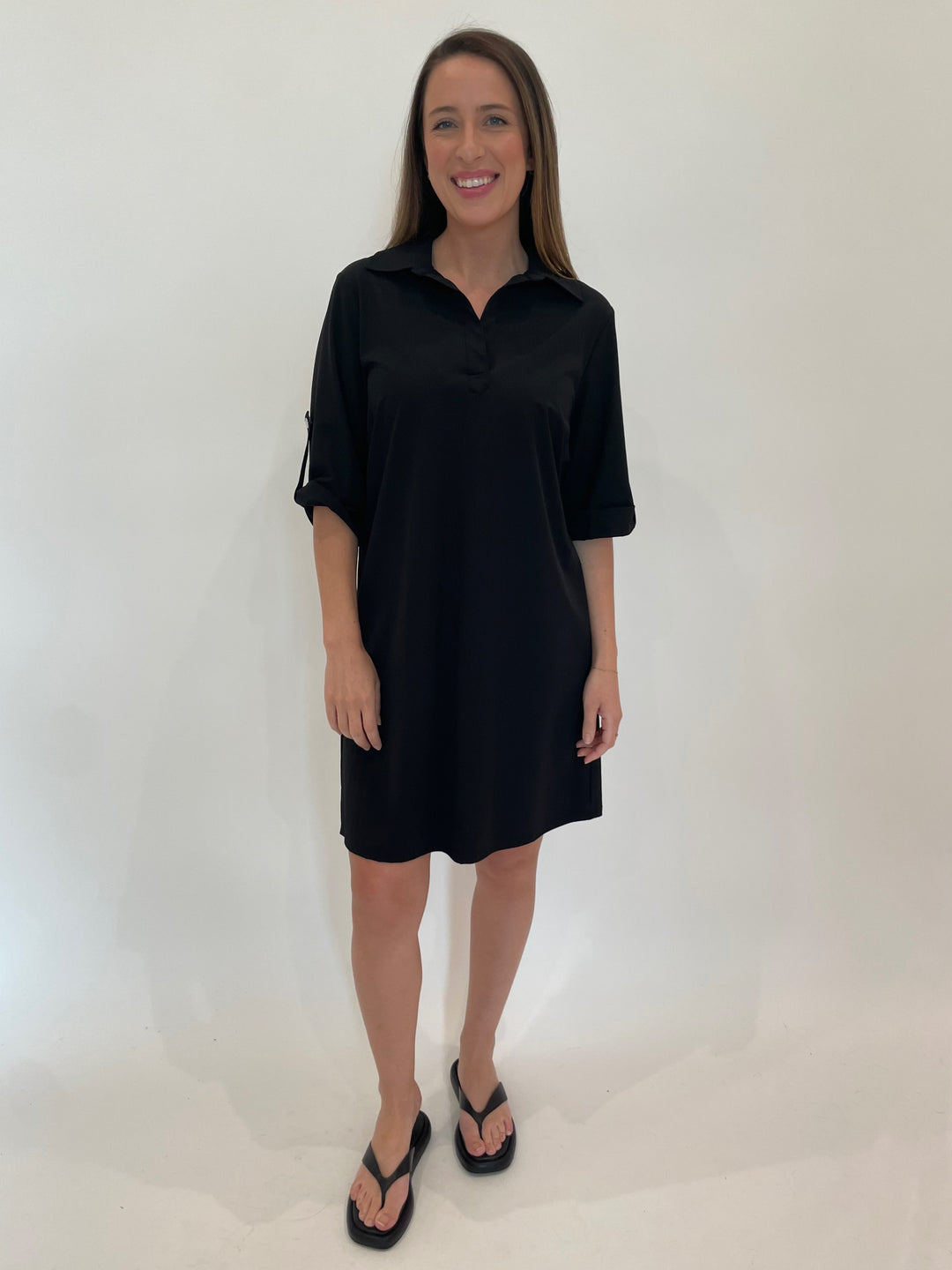 Peace of Cloth Ryan Tech Shirt Dress in Black Onyx available at Barbara Katz