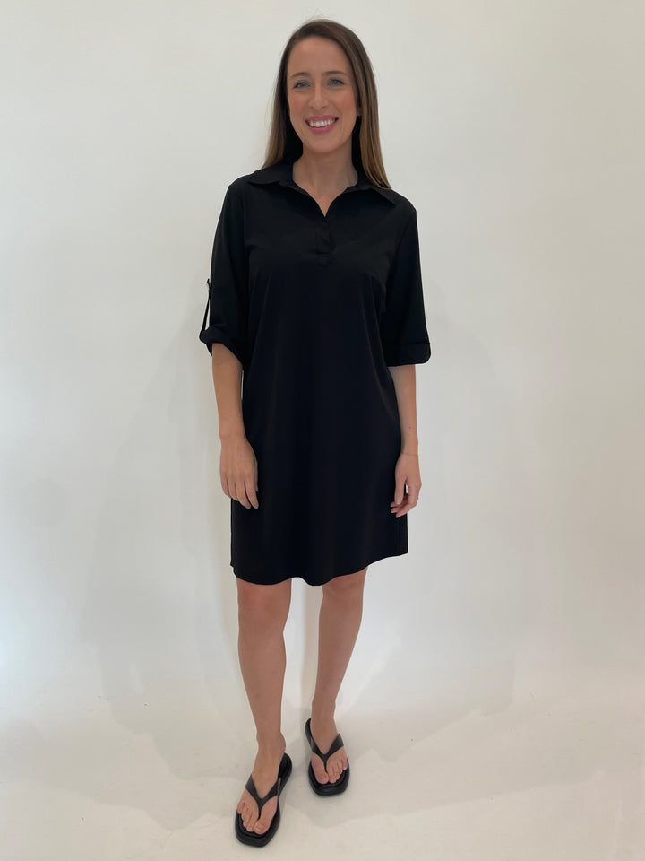Peace of Cloth Ryan Tech Shirt Dress in Black Onyx available at Barbara Katz