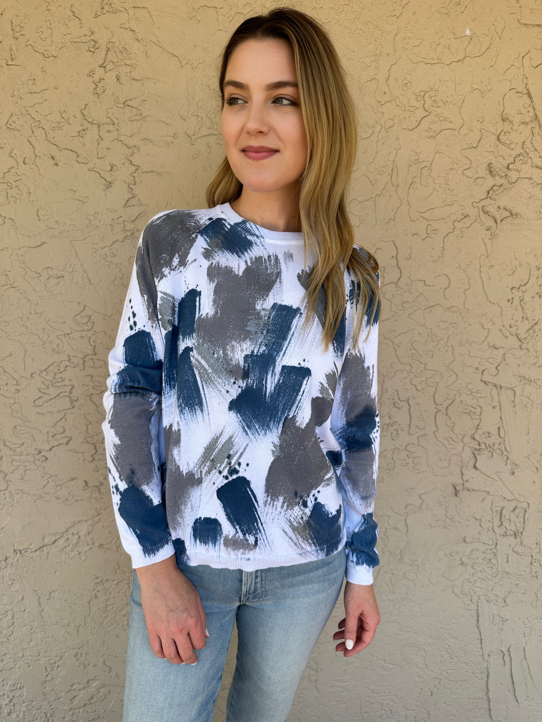 Mela Rosa Cotton Handpainted Sweater - Barbizon