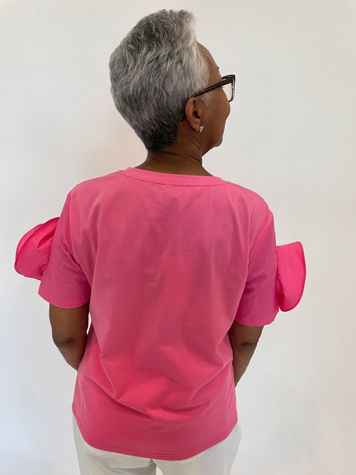 Leo & Ugo Taty Rose Flower Tee in Pink available at Barbara Katz