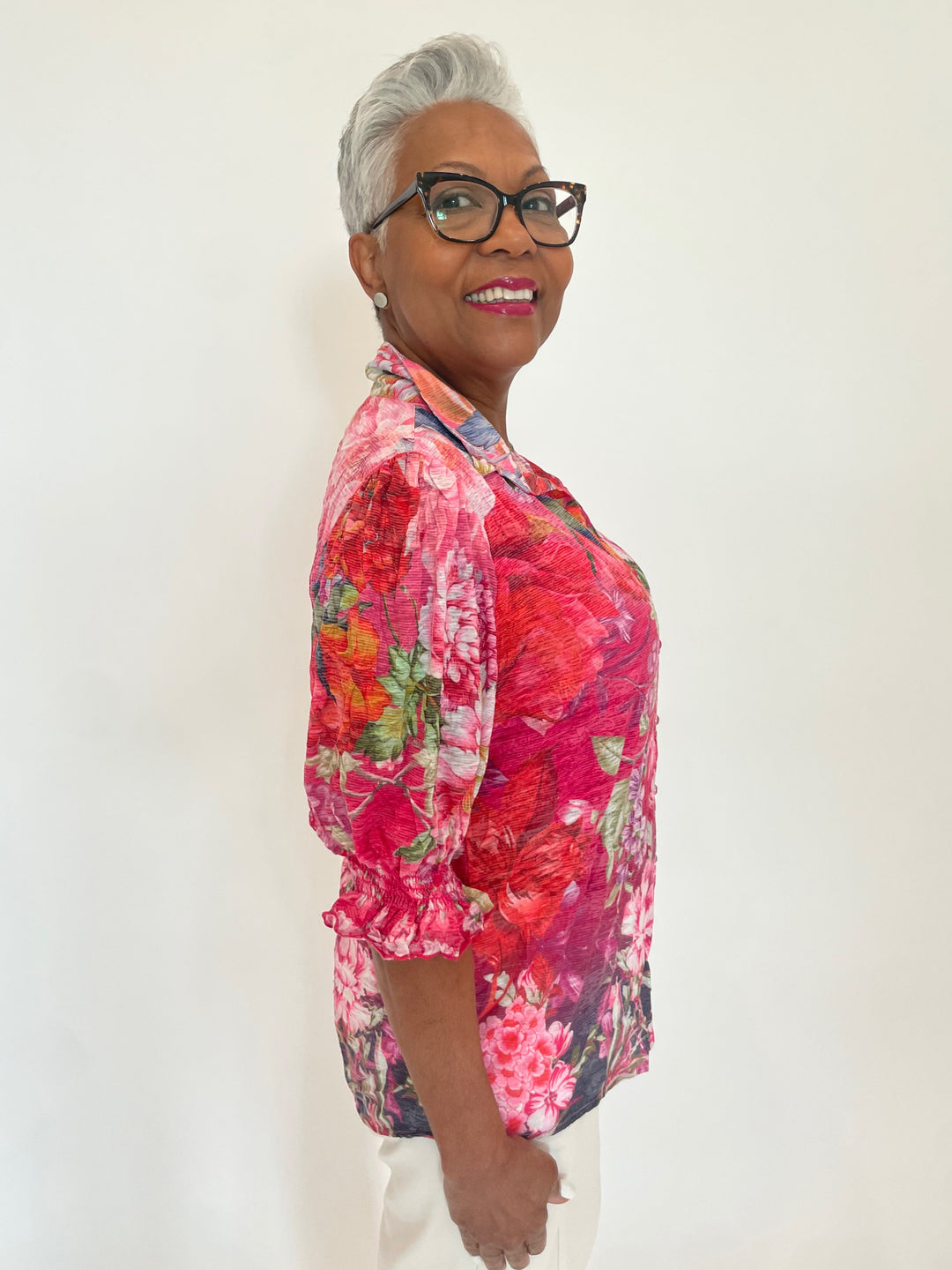 David Cline Airy Smock Sleeve Shirt in Poppy available at Barbara Katz