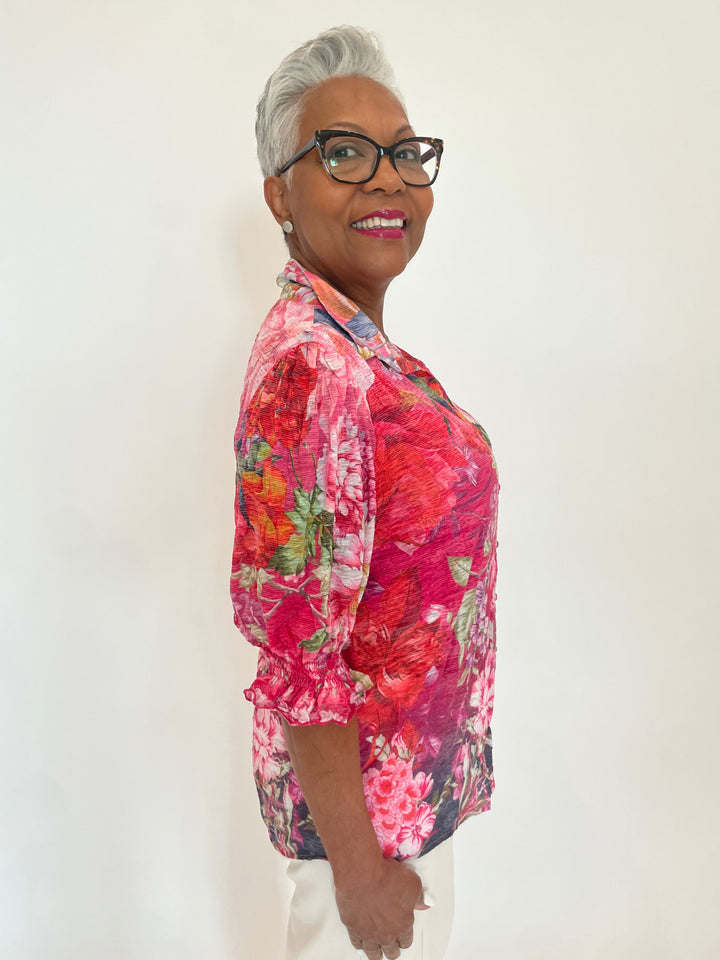 David Cline Airy Smock Sleeve Shirt in Poppy available at Barbara Katz